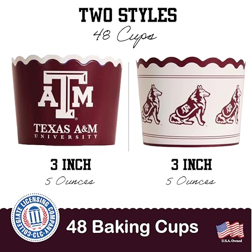 Texas A&M Aggies Cupcake Cups 48 Pcs | Graduation & Party Supplies