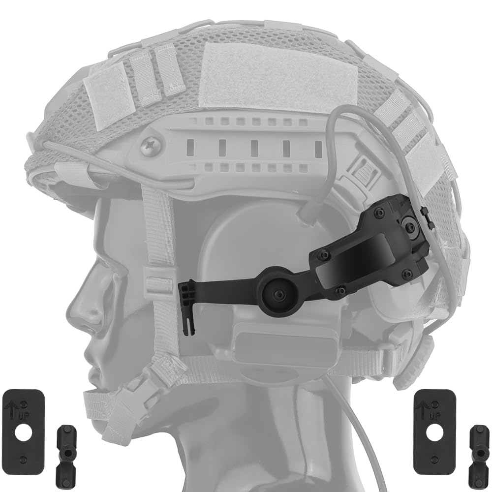 SINAIRSOFT Tactical Helmet ARC Rail Adapter Headsets Rail Mount Bracket Kit with 360°Rotation for Airsoft Games Ear Protection Helmet Mount Accessories (Camouflage)