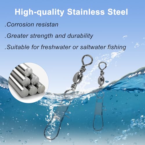 210PCS Fishing Swivels Set - 5 Sizes with Snaps & Storage Case