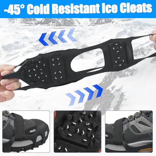 VATEICO X-Large Ice Cleats for Snow Shoes and Boots - 28 Spikes, Unisex, Size US Women 11.5-14 / Men 10-13