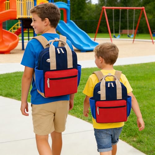 Toddler Backpack - Mini 12'' for Boys & Girls - Blue & Red