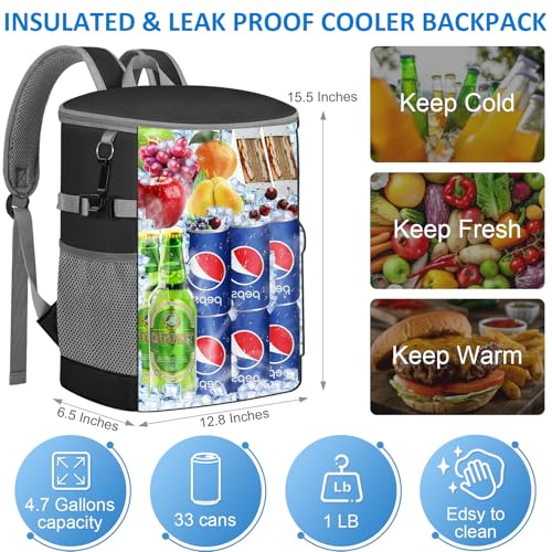 Tenot Insulated Cooler Backpack 33/40 Cans Leakproof Travel Lunch Bag