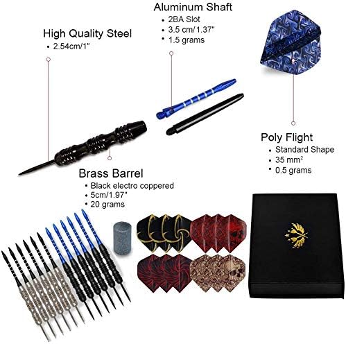 WINSDART Professional Metal Tip Darts Set - Nonslip Iron Barrel, Aluminum Shafts & Extra Flights | Gift Box Included