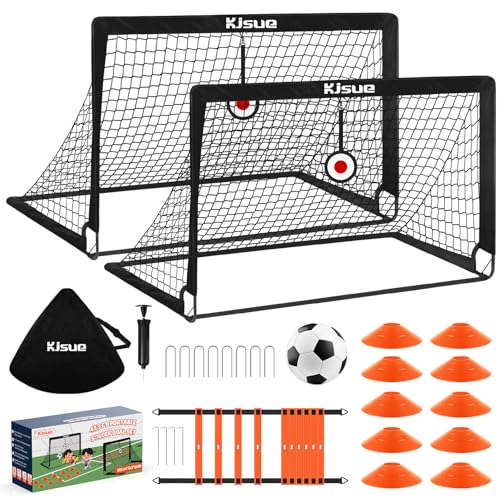 Kids Soccer Goal Set - 4X3 FT Portable Pop Up Net - Black