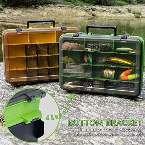 THKFISH Double Sided Green Tackle Box Organizer, 17 Dividers, Large Capacity
