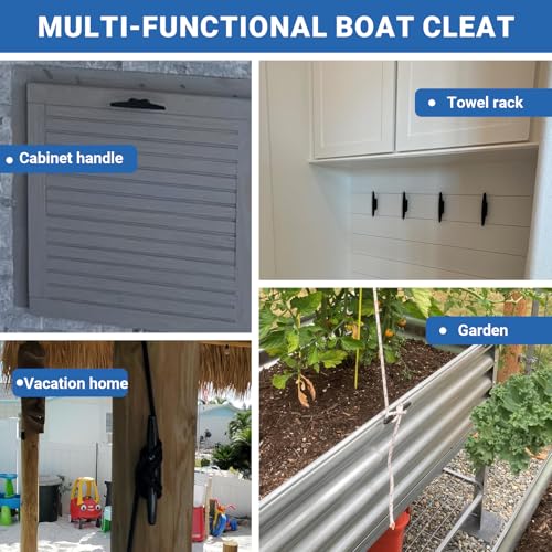 4-Inch Black Nylon Dock Cleat - Boat Cleat Pack of 4 with Screws