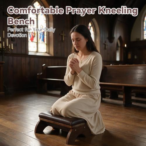 Prayer Kneeling Bench with Thick Cushion - Comfy Meditation Stool