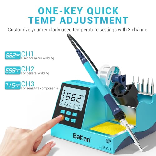 90w Soldering Station, Electronic Digital Display Soldering Iron Station Kit with 3 Presets Modes, 356¢µ¢¦896¢µ,¡ÆC/¡ÆF Conversion,Sleep Mode, 5 Extra Solder Iron Tips,Solder Sucker,Soldering Wire,Tweezers