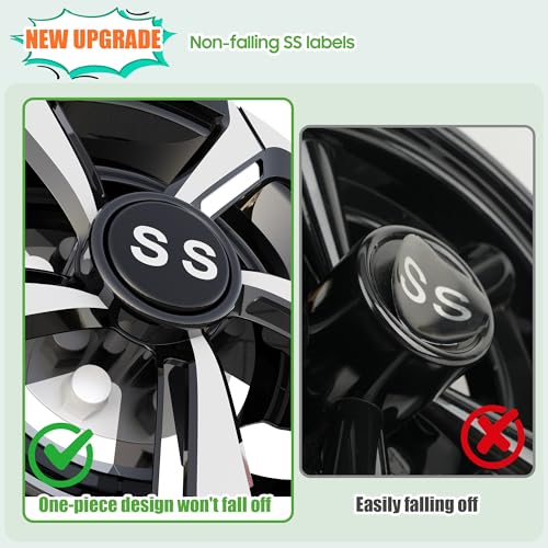 10L0L Silver-Black Golf Cart Wheel Covers Hub Caps 8 Inch Set of 4 for Yamaha, EZGO, Club Car