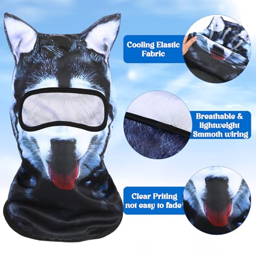 3D Cat Ski Mask Balaclava - Breathable Outdoor Face Cover - Black Dog