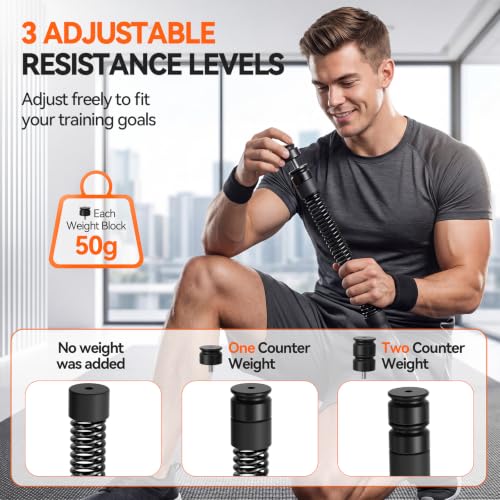 Ropeless Battle Ropes for Home Gym - 3 Adjustable Resistance, Black