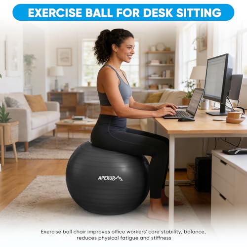 Anti-Burst Yoga Ball - 660 lbs Stability Ball with Pump, 5 Sizes