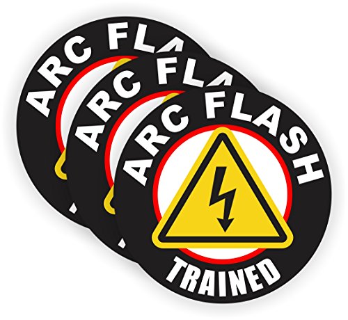 Arc Flash Trained Hard Hat Safety Stickers - 3 Pack Helmet Decals