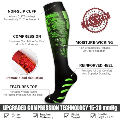 6 Pack Copper Compression Socks for Enhanced Circulation
