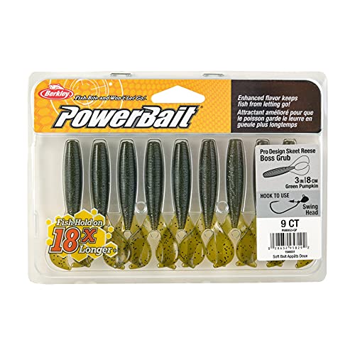 PowerBait The Boss Grub Fishing Lure - 3 Inch Green Pumpkin
