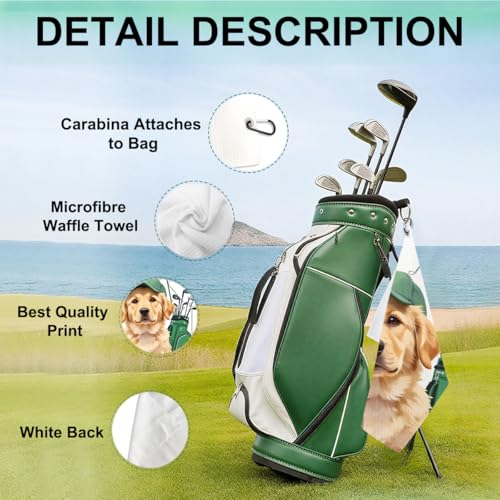 Golden Retriever Golf Towel - 16x24 Inch Waffle Weave - Multi