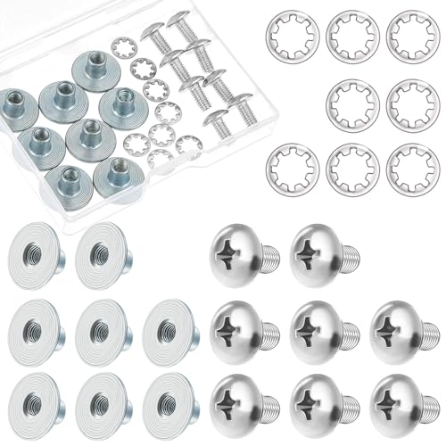 Football Backplate Screws Set - 8 Round Silver Fasteners