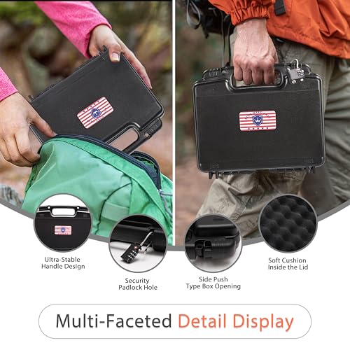 Lockable 9mm Gun Case with TSA Lock - Black Hard Shell Storage