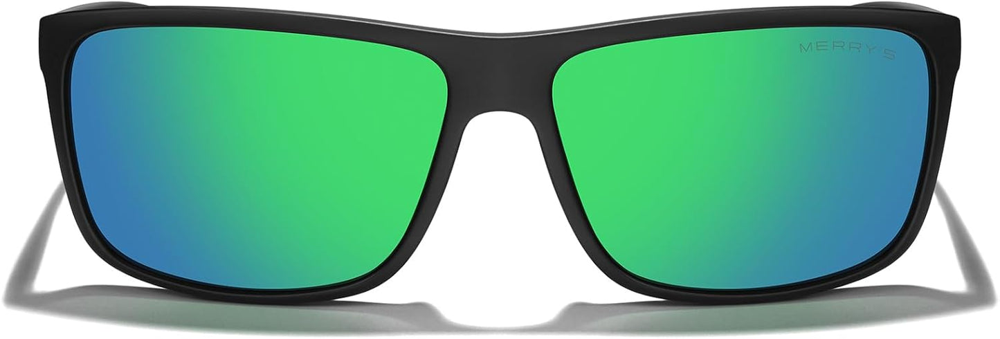 MERRY'S Rectangular Polarized Sports Sunglasses for Men Women Cycling Driving Fishing UV400 Protection S8225