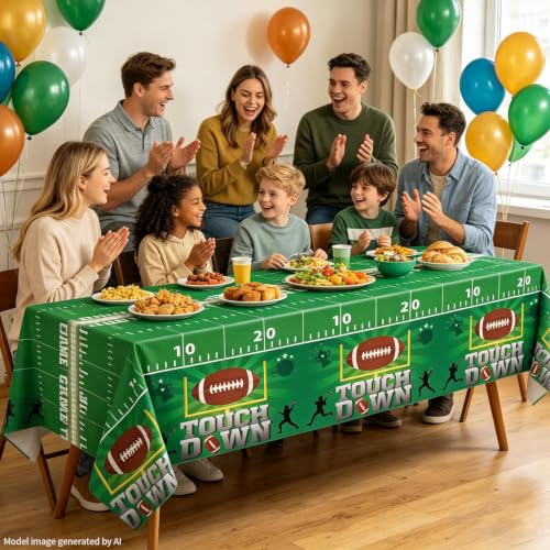 Football Tablecloths - 4 Pack Touchdown Party Covers, 86 x 51 Inch