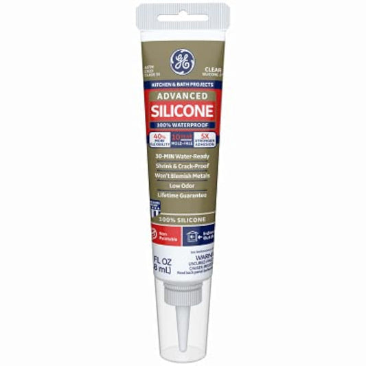 GE 2812563 Advanced Silicone 2 Kitchen & Bath Sealant, Clear, 2.8-oz. Squeeze Tube - Quantity 12