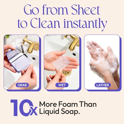 Lavender Travel Soap Sheets - 100 Portable Camping Soap Sheets
