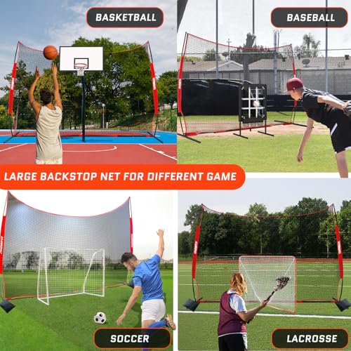 20x10 Foot Sports Backstop Net with Steel Frame for Basketball, Soccer, Lacrosse, Baseball