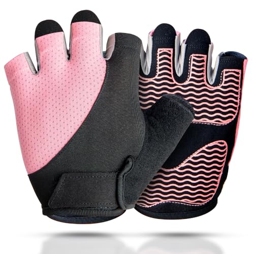 Sunnex Large Pink Breathable Workout Gloves for Women - Non-Slip Gym & Weightlifting