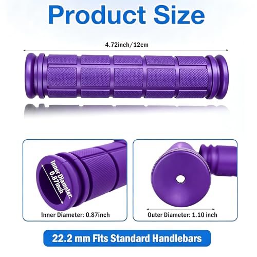 Bicycle Handlebar Grips - 2 Pairs Soft Rubber - Purple