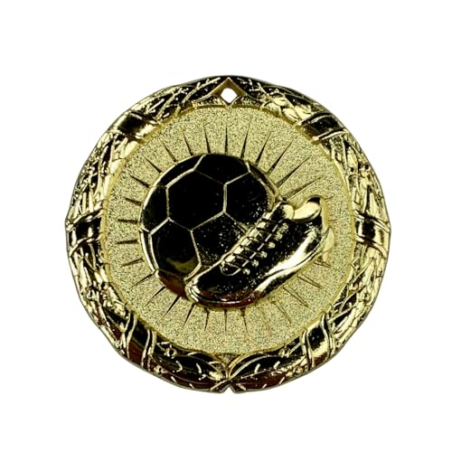 Gold Soccer Medals 2-inch Pack of 10 with Ribbons Award Trophies for Sports Recognition