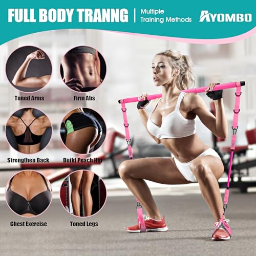 Adjustable Pilates Bar Kit with Resistance Bands for Home Workouts