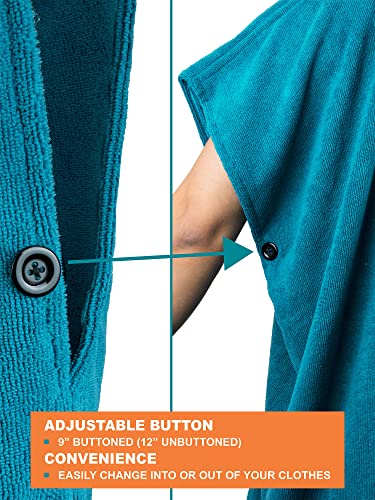 Surf Poncho Changing Robe with Hood - Sea Blue Microfiber Towel