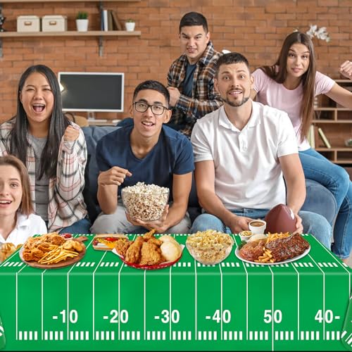 Football Field Disposable Tablecloths - 54 x 108 Inch, 2 Pack