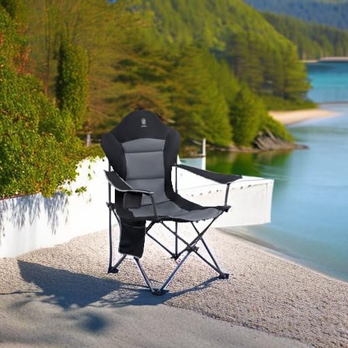 Ever Advanced Folding Camping Chair - High Back Padded Oversized Portable Lawn Chairs | Lightweight Steel, Black - 2 Pack