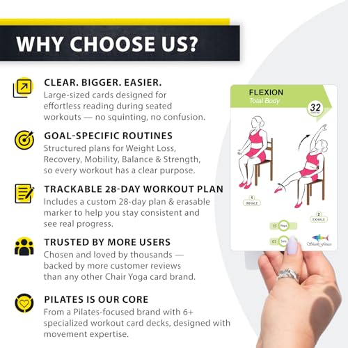 Chair Yoga Workout Cards - 58 Seated Exercises for Seniors