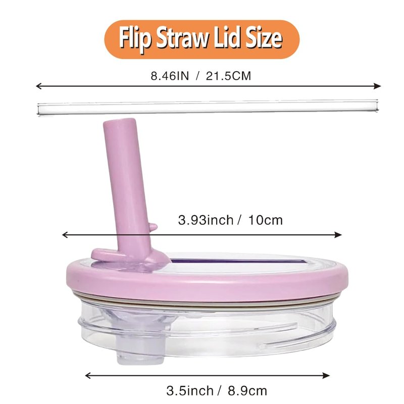 WHOLELIVES 40 oz Leak Proof Flip Straw for Stanley Lid, Tumbler Lid Replacement No Spill Proof for Stanley 40oz Cup Lid (Purple+Beige)