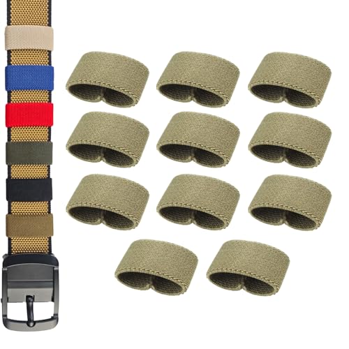 11 Pcs Thickening Elastic Belt Keepers - Nylon Strap Organizers - Wolf Brown
