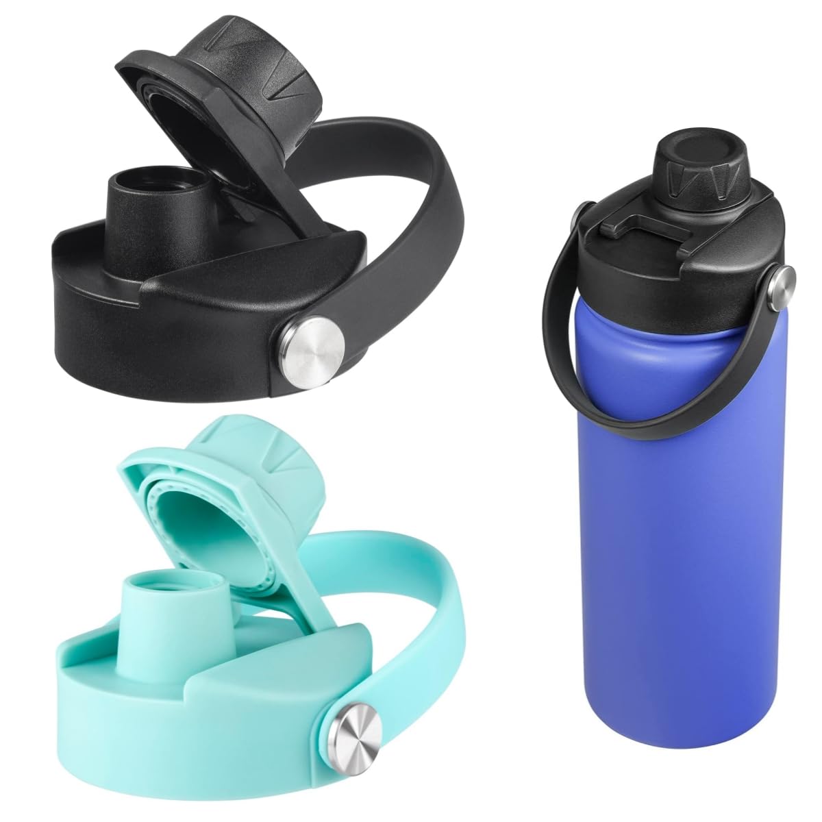 Hydro Flask Replacement Lid - Wide Mouth Top Spout Lid with Handle, Chug Cap Accessory, Black+Alpine