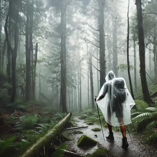 Disposable Rain Ponchos for Adults - Clear with Hood, Pink