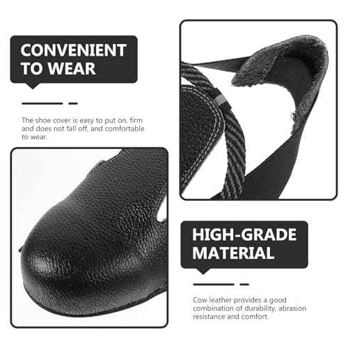 Guard Steel Toe Covers: Heavy Duty Leather Overshoes for Work Boots with Adjustable Strap (Size 5-12 US)