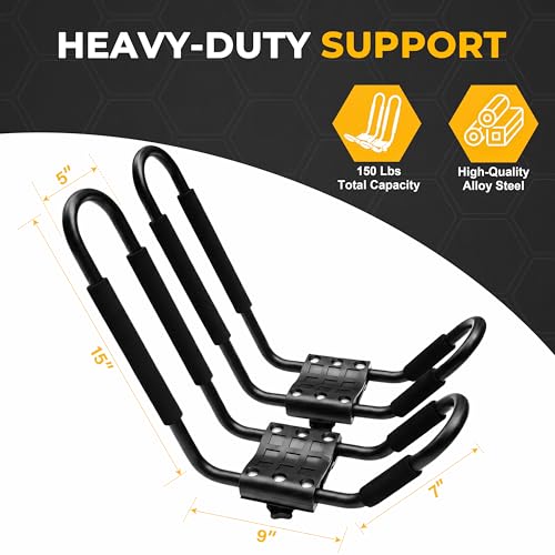Heavy-Duty J-Bar Kayak Roof Rack Carrier - 2 Pairs Set