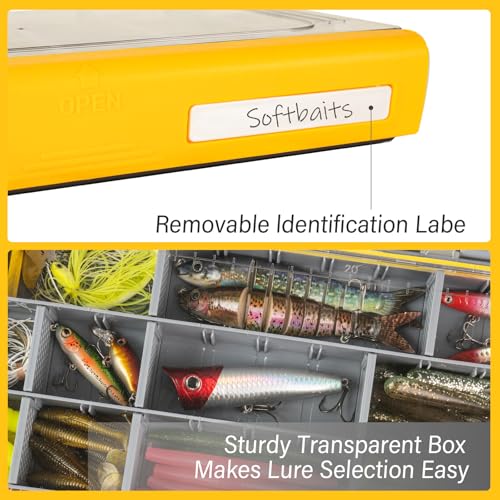 TOEWSON 3700 Water-Resistant Tackle Box with Removable Dividers, One-Hand Latch