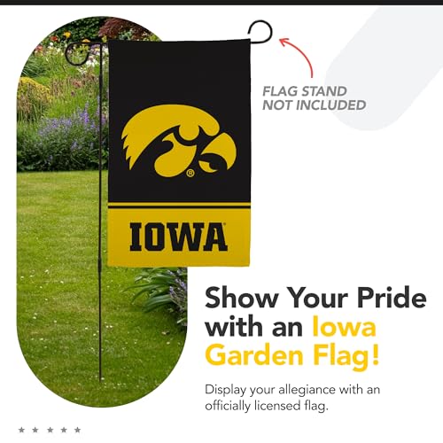 Victory Corps NCAA Licensed Iowa Hawkeyes Garden Flag - Black 12 x 18 inches
