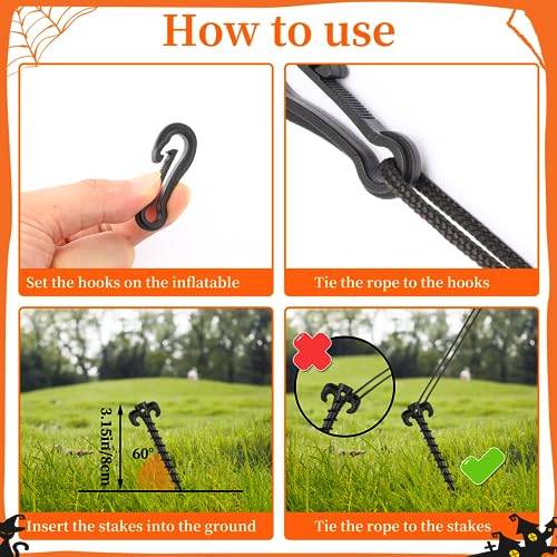 27 Pieces Black Plastic Inflatable Stakes Set for Yard