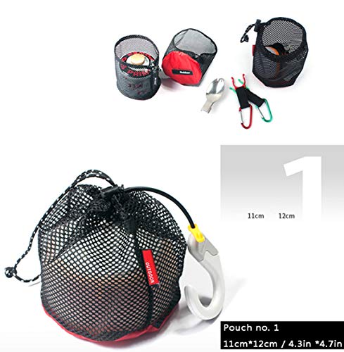 Nylon Drawstring Bags Set - 5 Pieces, Red, Various Sizes