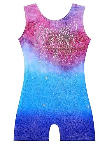 Girls' Sleeveless Sparkly Leotard - Red & Blue (5-6 Years)