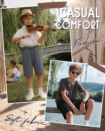 Oakgarden Boys Shorts 4-Pack - Sizes 13-14 Years, Black & Gray Variations