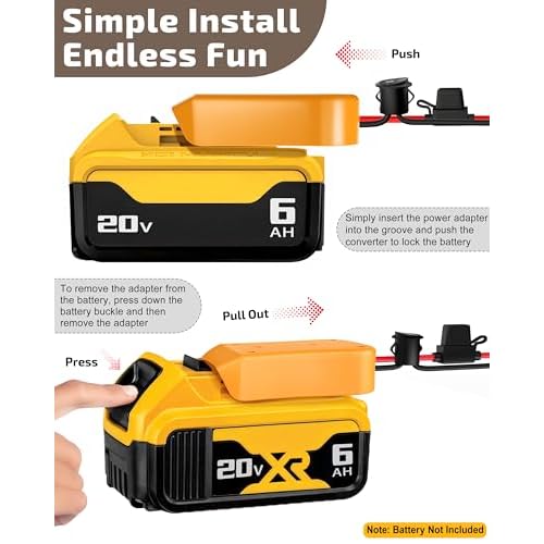 1-Pack for Dewalt 20V Battery Adapter for Power Wheels Battery Upgrade Conversion Kit with Switch, Fuses, Wire Connectors, 12AWG Wire, Power Tool Drill Battery Converter Adapter for DIY RC Car Toy Etc