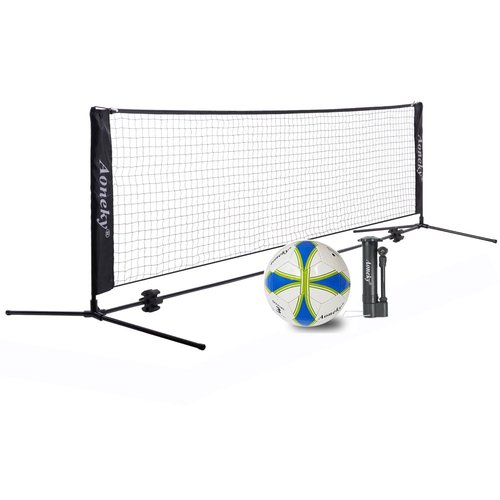 Aoneky 10ft Soccer Tennis Net Set - Portable Soccer Volley Combo with Net, Size 3 Ball & Pump - Complete Practice Kit for Backyard, Beach, Indoor Outdoor Training & Recreation