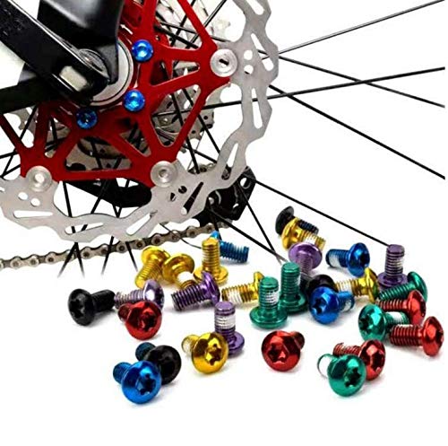 M5x9mm Alloy Steel Bicycle Brake Disc Screws - Red, 12 Pcs